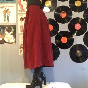 Red corduroy Eddie Bauer maxi skirt